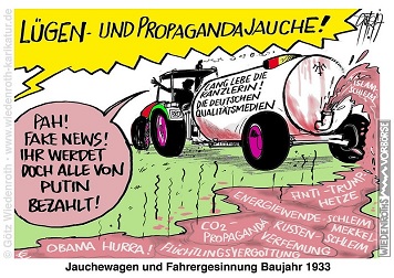 Karikatur Lügen- und Propagandajauche