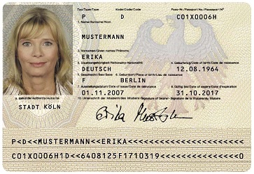 Reisepass von „Erika Mustermann“