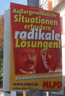 Plakat der MLPD während des Bundestagswahlkampfs 2009