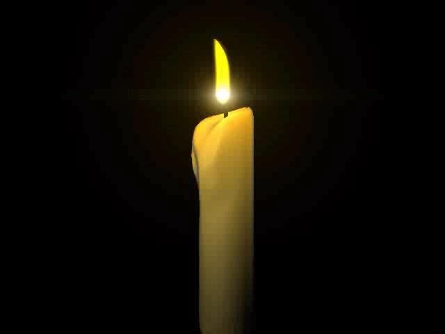 Animation einer in der Dunkelheit brennenden Kerze.